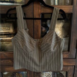 Gianni Bini Olive Striped Crop Top